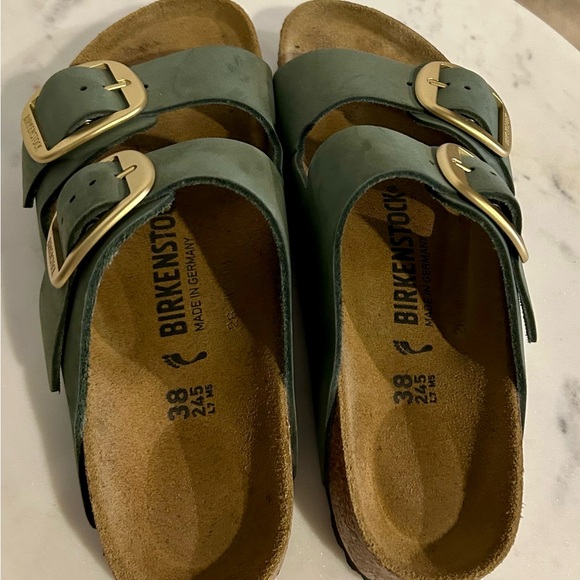 Birkenstock Arizona Big Buckle Nubuck Leather Sandals in Thyme - Picture 4 of 4